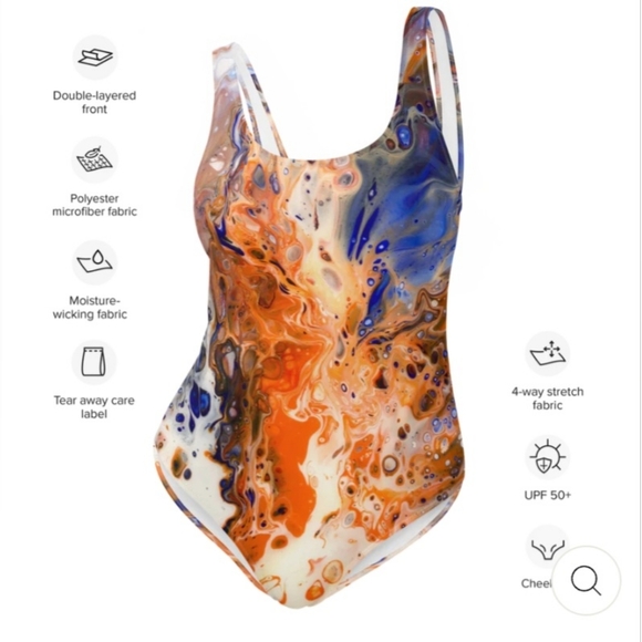 Winter Inferno One-Piece Swimsuit by Artinfinitum.art - Picture 7 of 8